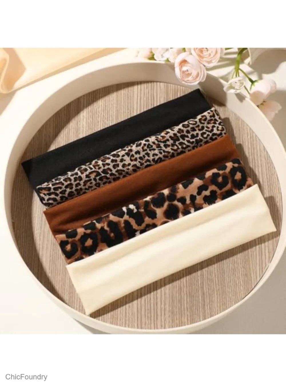 5-Piece Animal Print Headband Set for Women, Fashion Hair Bands